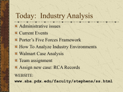 Today:  Industry Analysis