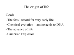 The origin of life Goals