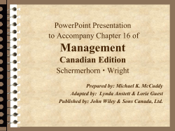 Management Canadian Edition PowerPoint Presentation to Accompany Chapter 16 of