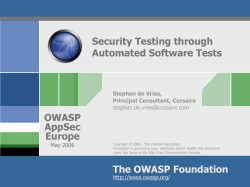 Security Testing through Automated Software Tests OWASP AppSec
