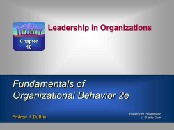 Fundamentals of Organizational Behavior 2e Leadership in Organizations Chapter
