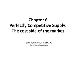 Chapter 6 Perfectly Competitive Supply: The cost side of the market