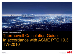 Thermowell Calculation Guide In accordance with ASME PTC 19.3 TW-2010
