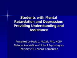 Students with Mental Retardation and Depression: Providing Understanding and Assistance