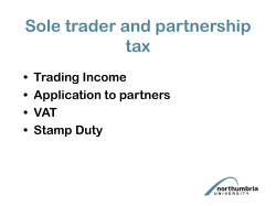 Sole trader and partnership tax • Trading Income • Application to partners