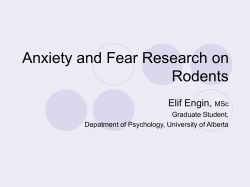 Anxiety and Fear Research on Rodents Elif Engin, MSc