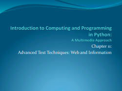 Chapter 11: Advanced Text Techniques: Web and Information