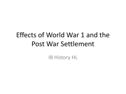 Effects of World War 1 and the Post War Settlement