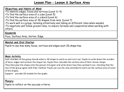 Lesson Plan – Lesson 6 Surface Area