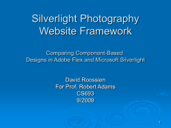 Silverlight Photography Website Framework Comparing Component-Based Designs in Adobe Flex and Microsoft Silverlight