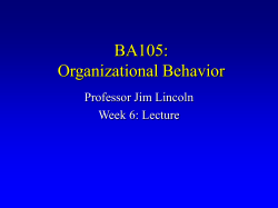 BA105: Organizational Behavior Professor Jim Lincoln Week 6: Lecture