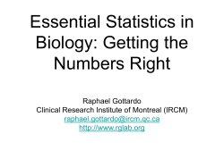 Essential Statistics in Biology: Getting the Numbers Right Raphael Gottardo