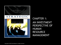 CHAPTER 1: AN INVESTMENT PERSPECTIVE OF HUMAN