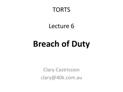 Breach of Duty TORTS Lecture 6 Clary Castrission