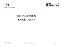 Plant Maintenance SAPbiz Update July 14, 2004 M. Damian/R. Romanowicz