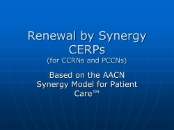 Renewal by Synergy CERPs Based on the AACN Synergy Model for Patient