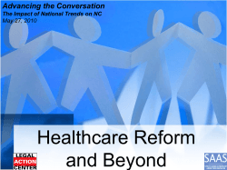 Healthcare Reform and Beyond Advancing the Conversation