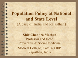 Population Policy at National and State Level Shiv Chandra Mathur
