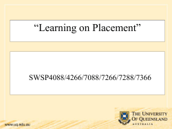 “Learning on Placement” SWSP4088/4266/7088/7266/7288/7366