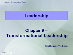 Leadership Transformational Leadership – Chapter 9