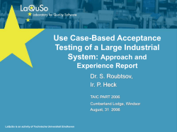 Use Case-Based Acceptance Testing of a Large Industrial System: Approach and