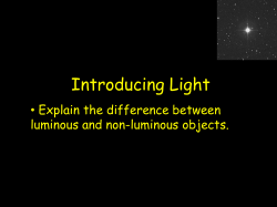 Introducing Light Explain the difference between • luminous and non-luminous objects.