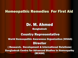 Dr. M. Ahmed Homeopathic Remedies  For First Aid Country Representative Director
