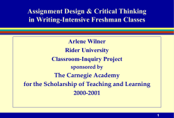Assignment Design &amp; Critical Thinking in Writing-Intensive Freshman Classes