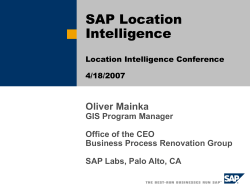 SAP Location Intelligence Oliver Mainka GIS Program Manager