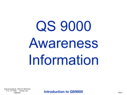 QS 9000 Awareness Information Introduction to QS9000