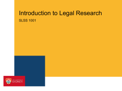 Introduction to Legal Research SLSS 1001
