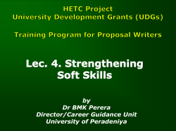 by Dr BMK Perera Director/Career Guidance Unit University of Peradeniya