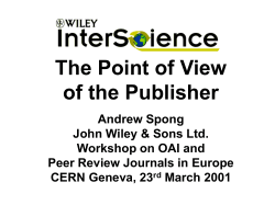 The Point of View of the Publisher