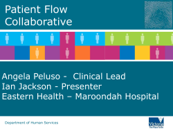 Patient Flow Collaborative Angela Peluso - Clinical Lead Ian Jackson - Presenter