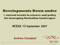 Developments Down under - NCEAS 13 September 2007