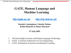 GATE, Human Language and Machine Learning