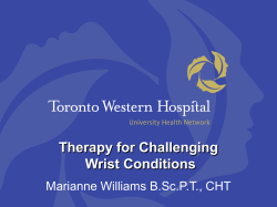 Therapy for Challenging Wrist Conditions Marianne Williams B.Sc.P.T., CHT