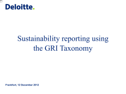 Sustainability reporting using the GRI Taxonomy Frankfurt, 12 December 2012