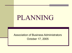 PLANNING Association of Business Administrators October 17, 2005