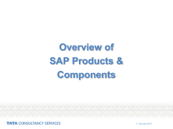 Overview of SAP Products &amp; Components 11 January 2017