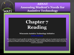 Chapter 7 Reading ASNAT Assessing Student’s Needs for