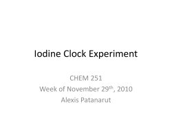 Iodine Clock Experiment CHEM 251 Week of November 29 , 2010