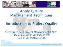 Apply Quality Management Techniques Introduction to Project Quality C