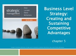 Business Level Strategy: Creating and Sustaining