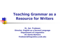 Teaching Grammar as a Resource for Writers