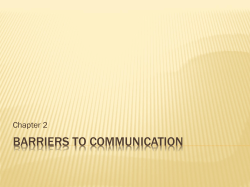 BARRIERS TO COMMUNICATION Chapter 2