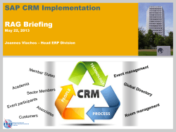 SAP CRM Implementation RAG Briefing May 22, 2013