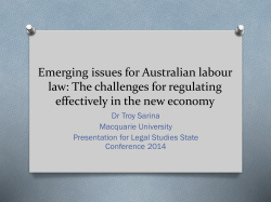 Emerging issues for Australian labour law: The challenges for regulating