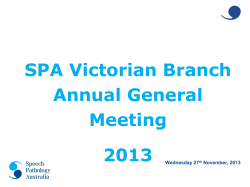 SPA Victorian Branch Annual General Meeting 2013