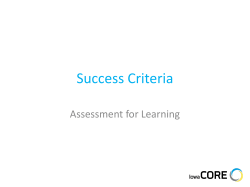 Success Criteria Assessment for Learning